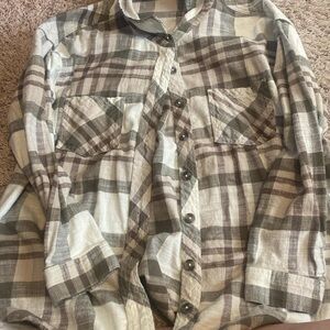 Maurices Brown and Gray Casual Button Down Shirt